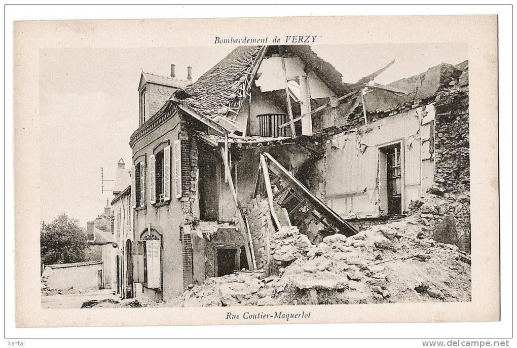 VERZY - Bombardement - Ruines De Maison - Rue Coutier-Maquerlot - Carte Vierge +++ - Verzy