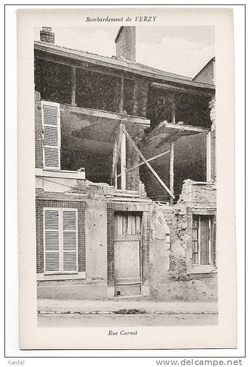 VERZY - Bombardement - Ruines De Maison - Rue Carnot - Carte Vierge +++ - Verzy