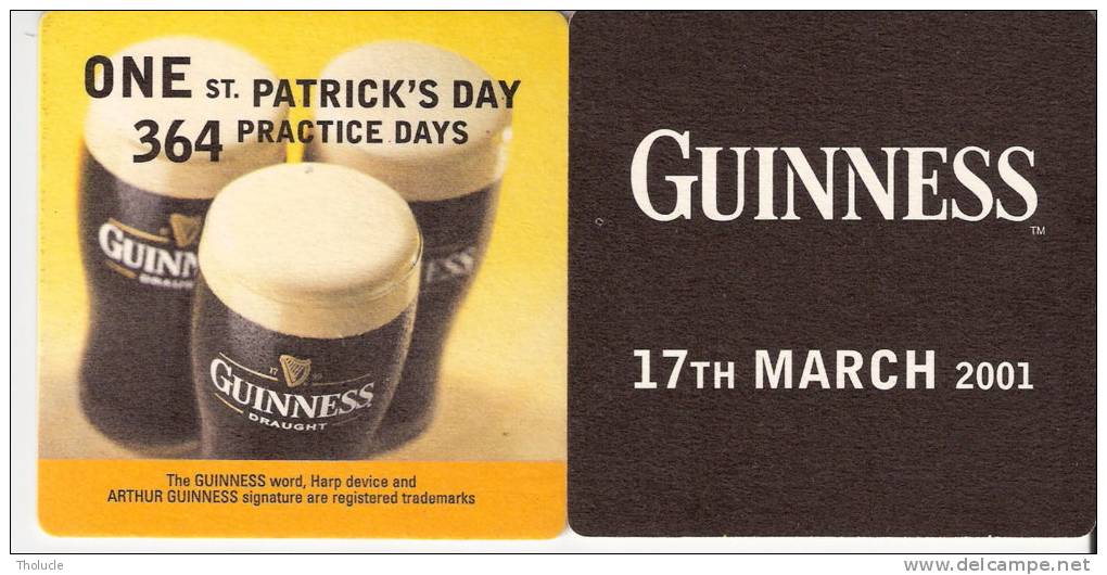 Sous-Bock-Carton Bière-Guinness- 17th March 2001- One St Patrick´s Day 364 Practice Days- Recto Verso - Beer Mats