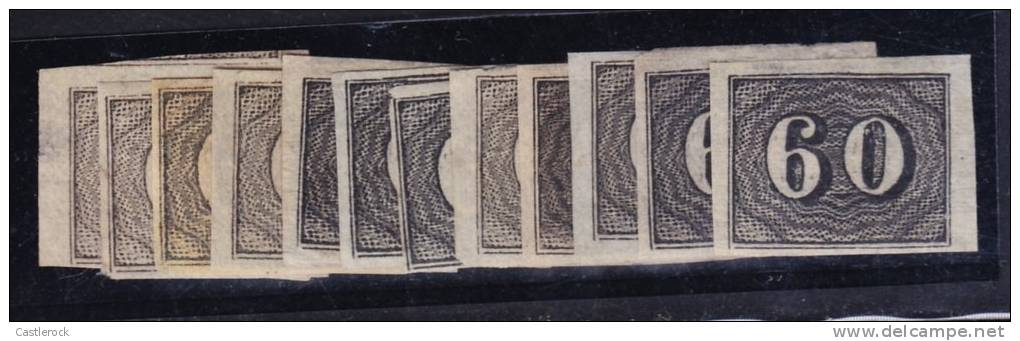 BRAZIL 1850, 60 REIS, 1850 VERTICAIS, SC 24, NICE LOT WITH PAPER COLORS, SHADES. E=100 - Ungebraucht