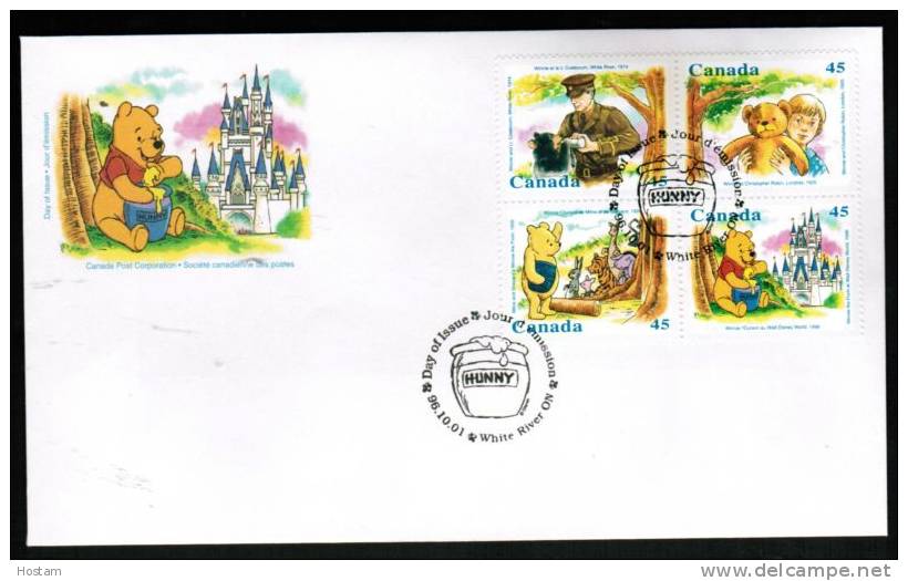 Canada,1996,  # 1621a,   OFDC,  WINNIE THE POOH.   Good Condition - 1991-2000