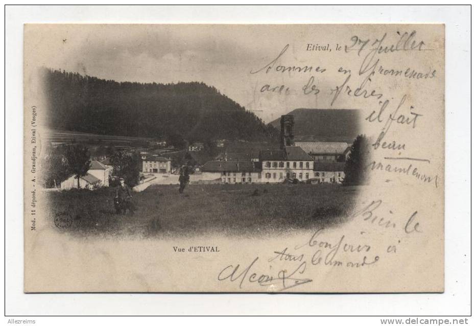 CPA  88  : ETIVAL   Vue Générale  1902       VOIR   !!!!! - Etival Clairefontaine