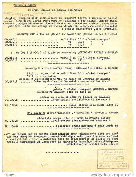 PARIS - MORARD & CIE - B.R.A.P. - LE BAMBOU REFENDU ET ARTICLES DE PÊCHE - LETTRE + TARIF - 1947 - Sports & Tourisme