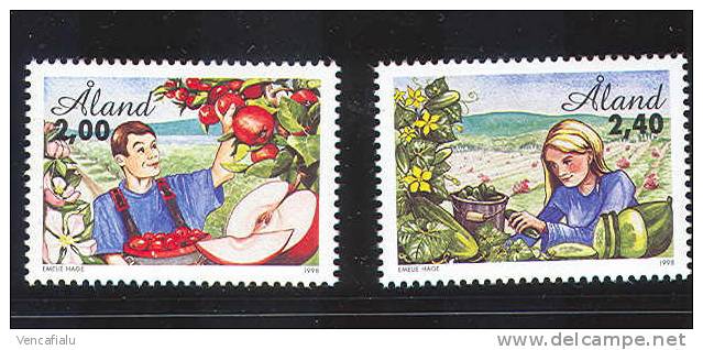 Aland 1998, Green Goods, Set Of 2 Stamp, MNH - Aland