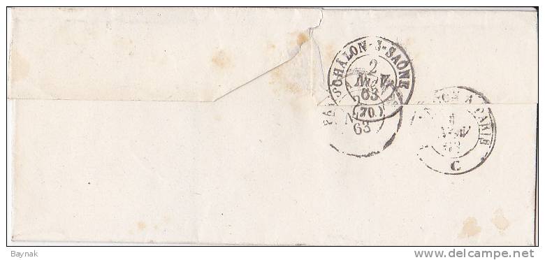 LETTRE  -  ST. WIT  -  CHALON- S - SAONE  --1863 - 1862 Napoléon III.