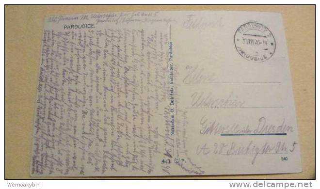 AK Postcard: Pardubice (deutsch Pardubitz) Tschechien CZ  Feldpost Vom 31.7.1940 - Boehmen Und Maehren