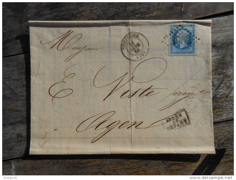 A13;  Lettre De Toulouse Les Chatrons;varieté.Verso ,a Voir!!. - 1862 Napoleon III