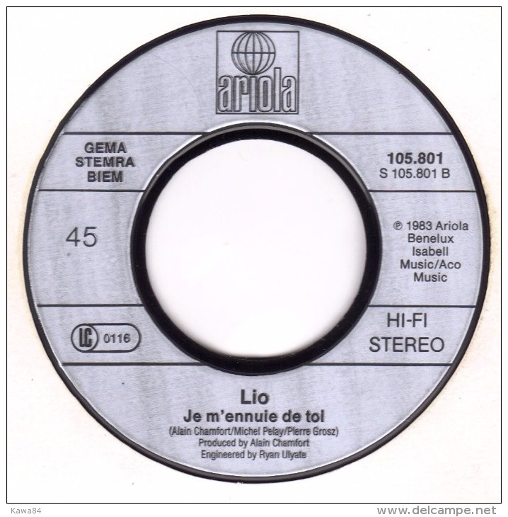 SP 45 RPM (7")  Lio / Alain Chamfort  "  Zip A Doo Wah  "  Allemagne - Other - French Music