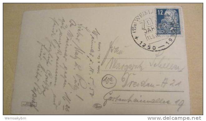 AK Weimar Markt Vom 11.5.1950 Mit Sonderstempel: "700 Jahre Weimar 1250 - 1950" - Weimar