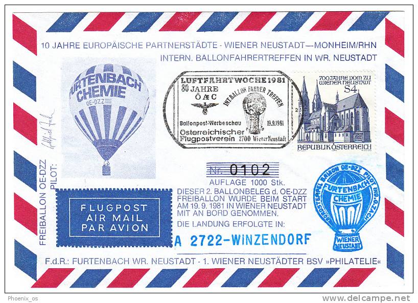 AUSTRIA - Winzendorf - Ballon Post, Cover, Year 1981, Commemorative Seals, Air Mail - Covers & Documents