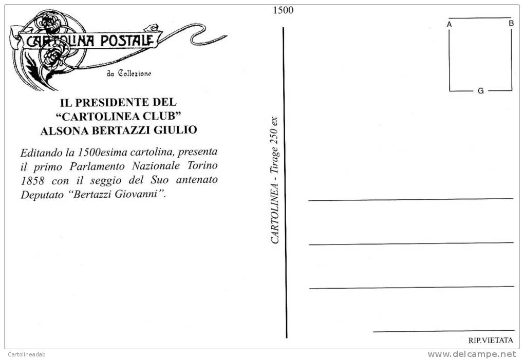 [DC1500] CARTOLINEA - 150 ANNI DELL´UNITA´ D´ITALIA - PRIMO PARLAMENTO NAZIONALE DI TORINO 1858 - Altri & Non Classificati