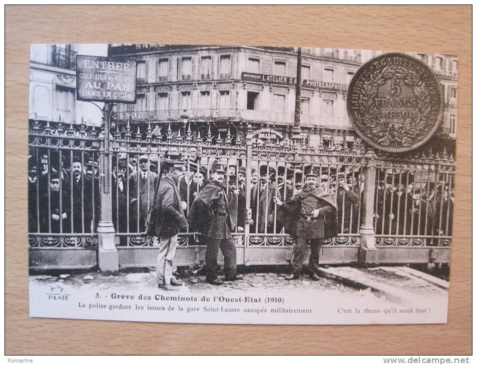 3. Greve Des Cheminots De L´Ouest-Etat (1910) La Police Gardant Les Issues De La Gare Saint Lazare ... - Streiks