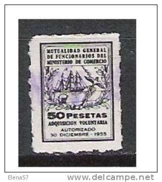2519-ANTIGUO SELLO FISCAL MUTUALIDAD DE FUNCIONARIOS DEL MINISTERIO DE COMERCIO BARCOS, SHIPS MARINE . - Revenue Stamps