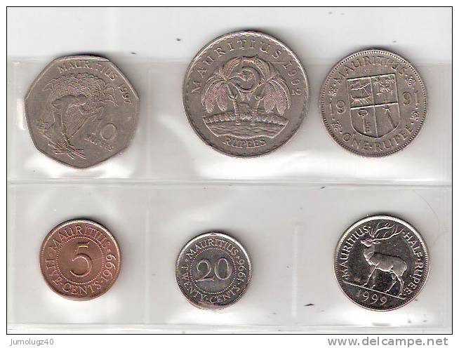 Pièce Maurice. Lot (4) De 6 Pièces 5c 1999, 20c 1996, 1/2R 1999, 1R 1991, 5R 1992, 10R 1997 - Mauritius