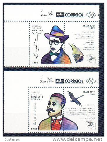 Brasil 2012 ** Joint Con Portugal. Fernando Pessoa. Cruz E Sousa. LUBRAPEX. Matematica. Ciencias.  See Description - Unused Stamps