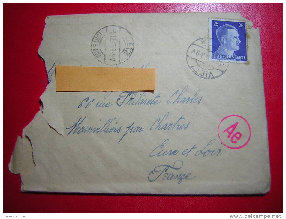 MARCOPHILIE  CORRESPONDANCE MILITAIRE  CACHET  TIMBRE BLEU 25 DEUTSCHES REICH  A E  ENVELOPPE ET LA LETTRE - Lettres & Documents