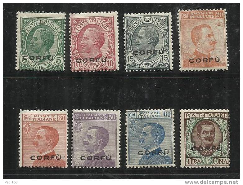 OCCUPAZIONI ITALIANE CORFU' 1923 SOPRASTAMPATI D'ITALIA ITALY OVERPRINTED SERIE COMPLETA MNH - Corfou