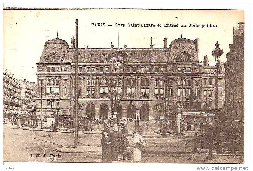 PARIS GARE ST LAZARE ET ENTREE DU METROPOLITAIN ,PERSONNAGES,A VOIR !!  REF 30812 - Subway