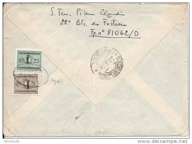 1944 RSI Lettera Tassata Con Segnatasse Sovrastampati Fascetto Dalla Feldpost 81062/D - Marcophilie