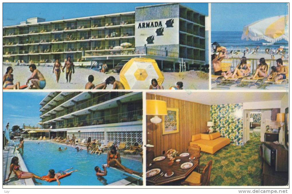 Hotel ARMADA MOTOR INN, WILDWOOD Crest, NJ - Advertise Card, Airmail,  Interesting Postmark, Soccer Stamp, Fußball-Marke - Other & Unclassified