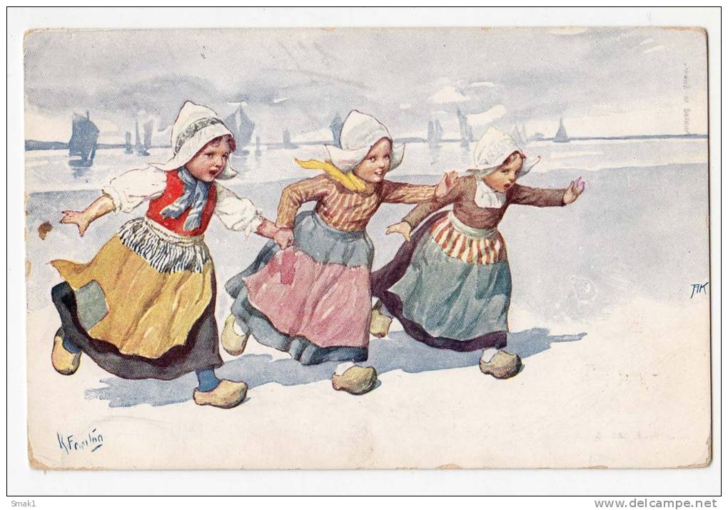 ILLUSTRATORS KARL FEIERTAG CHILDREN B.K.W.I. Nr. 343/5 OLD POSTCARD 1916. - Feiertag, Karl