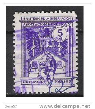 014-RARO SELLO FISCAL ASOCIACION BENEFICA FUNCIONARIOS MINISTERIO GOBERNACION,SELLO FRNQUISTA DISCTADURA. MUY RARO - Emisiones Nacionalistas