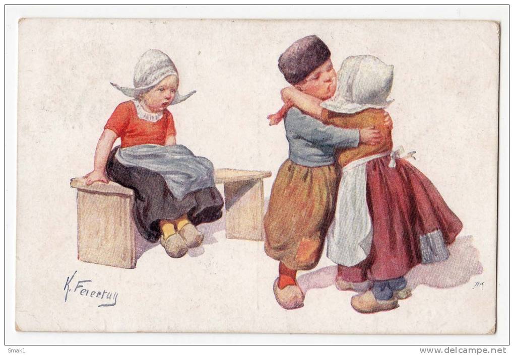 ILLUSTRATORS KARL FEIERTAG CHILDREN B.K.W.I. Nr. 887/3 OLD POSTCARD 1916. - Feiertag, Karl