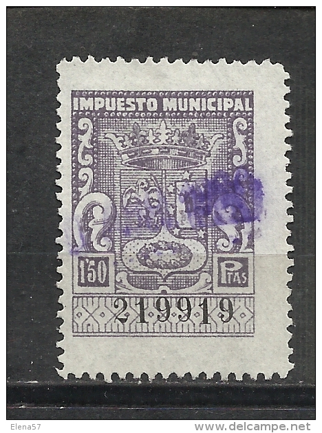 012-FISCAL LOCAL MADRID IMPUESTO MUNICIPAL 1,50 PESETAS.RARO SELLO FISCAL LOCAL MADRID- IMPUESTOS TAX ,ANTIGUO SELLO .SP - Revenue Stamps