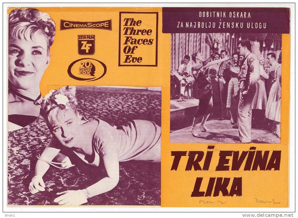 PROGRAMS FILM "THE THREE FACES OF EVE" 20TH CENTURY FOX DISTRIBUTED BY ZETA FILM SIZE 24X17 CM - Programs