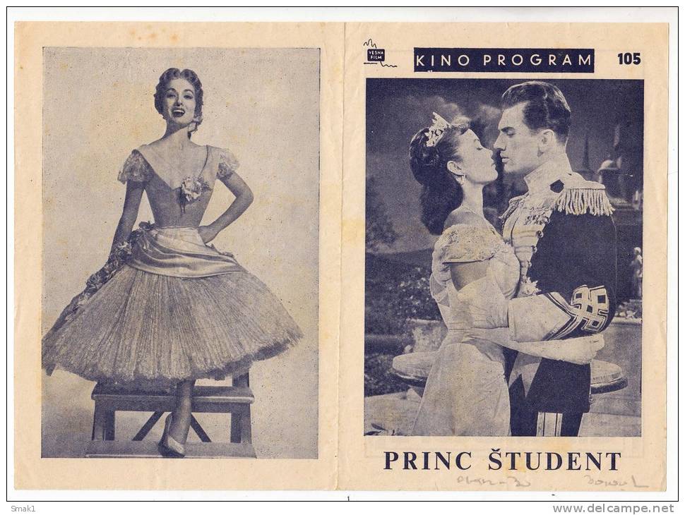 PROGRAMS FILM "THE STUDENT PRINCE" AMERICAN FILM ACTRESS ANN BLYTH DISTRIBUTED BY VESNA FILM SIZE 24X17 CM - Programme