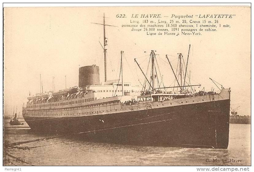 CPA-1920-PAQUEBOT-TRANSAT LANTIQUE-LAFAYETTE-LIGNE  LEHAVRE-NEW YORK-CGT-TBE - Paquebots