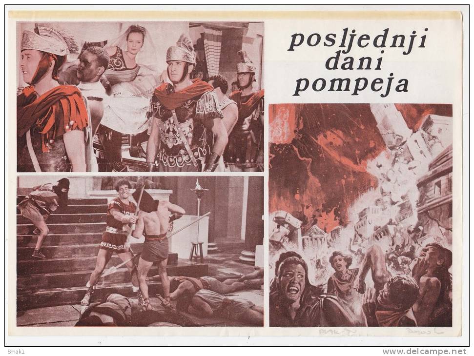 PROGRAMS FILM "THE LAST DAYS OF POMPEY" ITALY FILM ACTOR STEVE REEVES DISTRIBUTED BY CROATIA FILM SIZE 24X17 CM - Programs