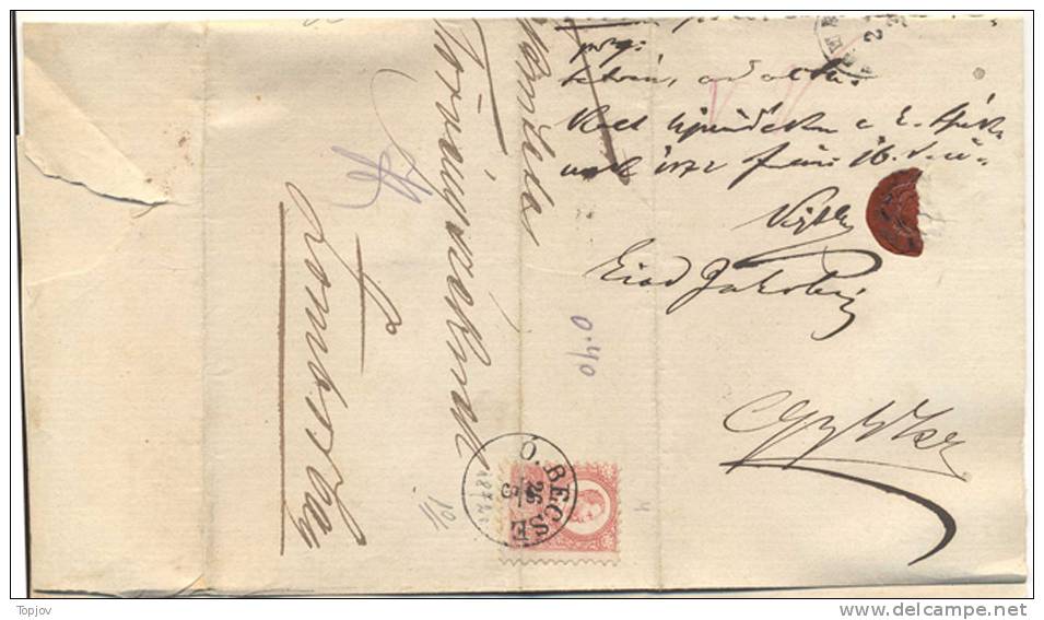 HUNGARY - VOJVODINA - O.BECSE / BE&#268;EJ - Compl.letter - Mi. 3a  + Rand Linien  -1872 - Covers & Documents