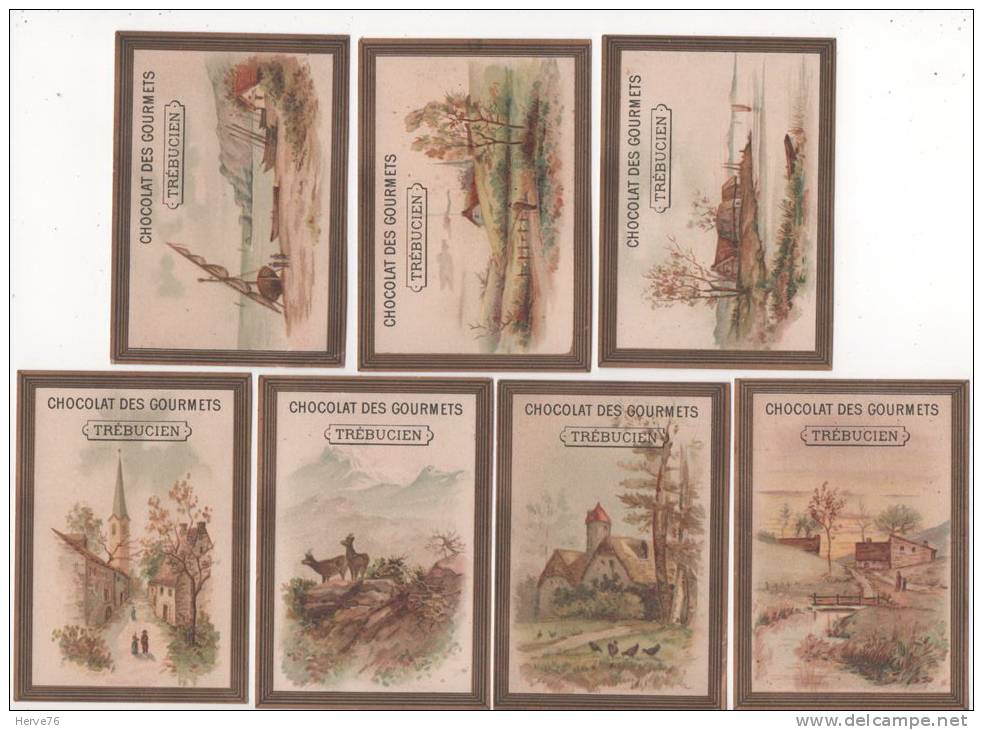 LOT 7 Chromos Dorées - Chocolat Des Gourmets - TREBUCIEN - Paysage - Sonstige & Ohne Zuordnung