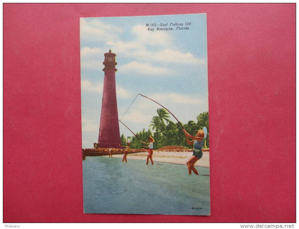 Florida > Key West & The Keys   Key Biscayne Light House Surf Fishing Linen= = ==  = == Ref  773 - Key West & The Keys