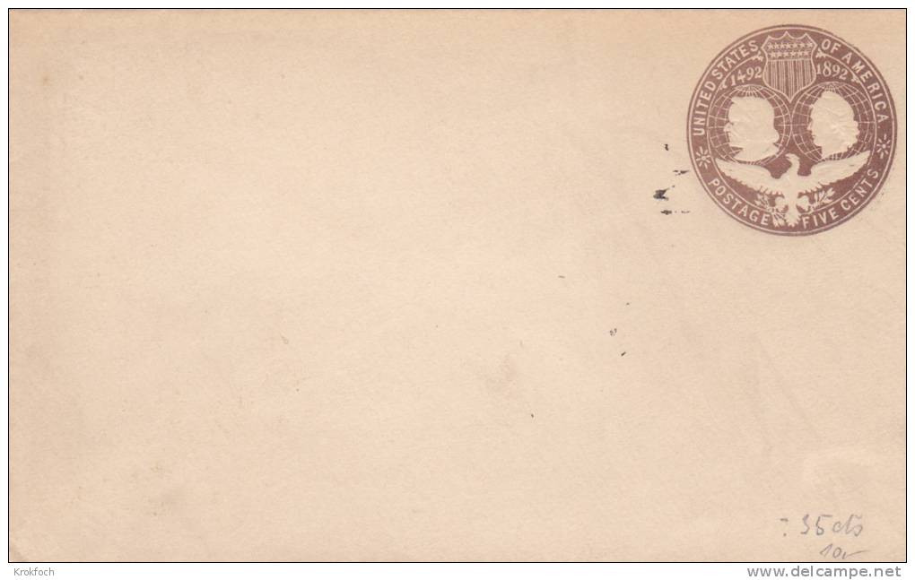 Stationery Colomb 1492 1892 - Eagle Aigle Oiseau - 5 Cents - !!! Tâche - ...-1900