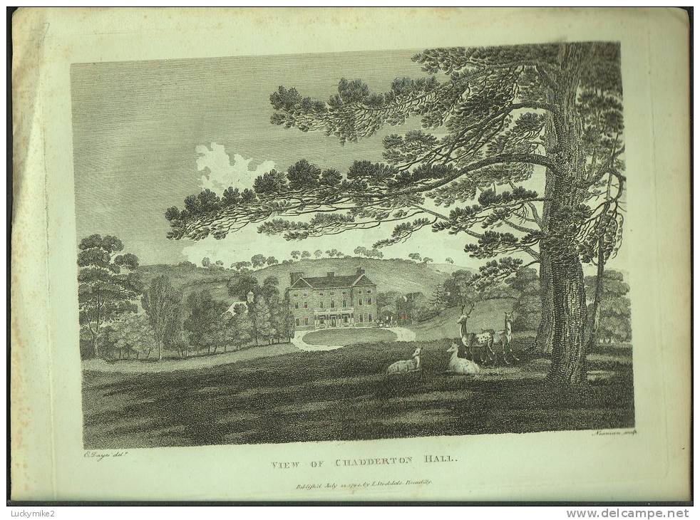 A 1794 Engraving Depicting A "View Of Chadderton Hall (Oldham)" By 'Neuman'. - Prints & Engravings