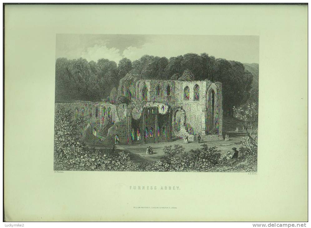 A C1890 Print Of "Furness Abbey" By 'J B Allen'. - Prints & Engravings