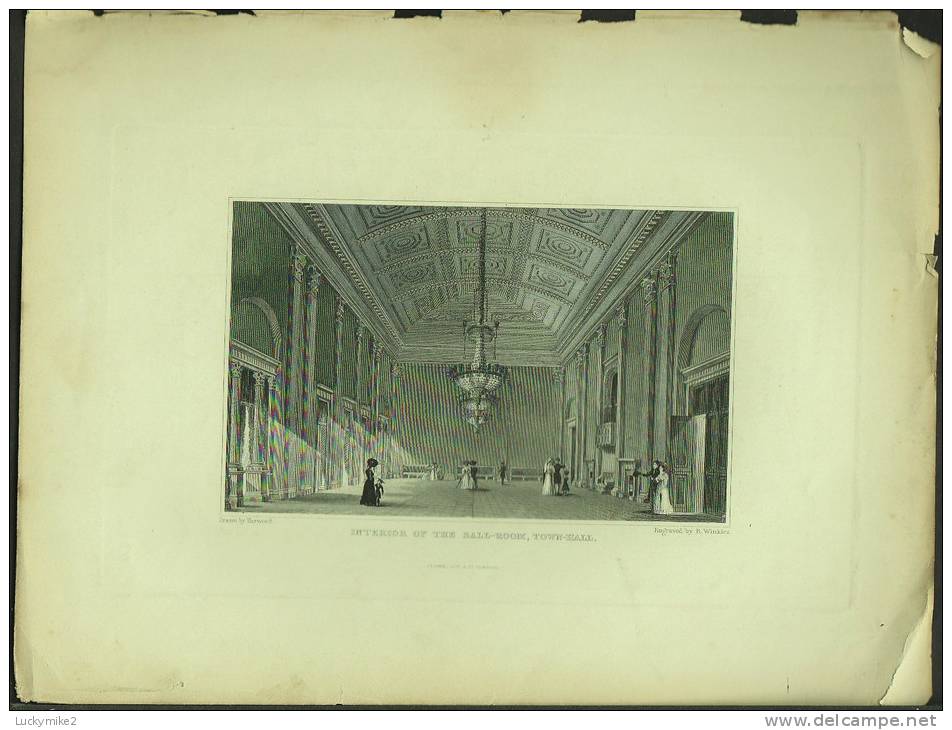 A C1860 Engraving Of The "Interior Of The Ball-room, Town Hall (Liverpool)" By 'R Winkles'. - Prints & Engravings