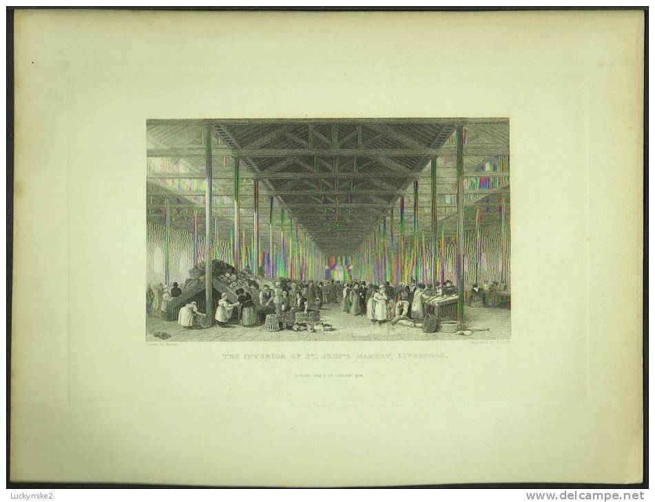 An 1834 Engraving Of "The Interior Of St John's Market, Liverpool" By 'Kelsall'. - Prints & Engravings