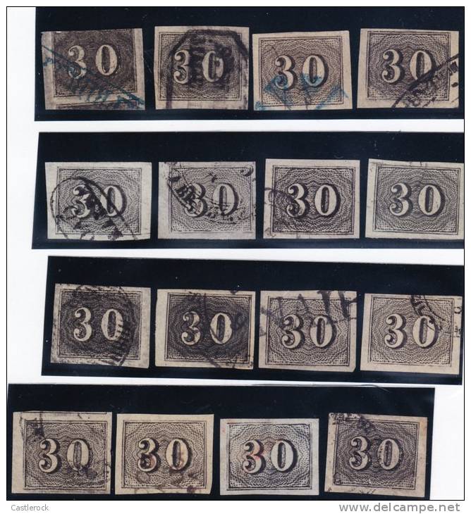 O) 1850 BRAZIL, SC 23 USED, NICE LOT OF CANCELLATIONS E=200 - Unused Stamps