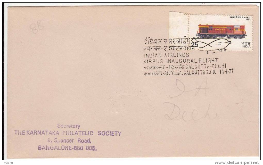 FFC  Cover Of Indian Airlines, Airbus Flight, India Calcutta Delhi 1977 - Unused Stamps