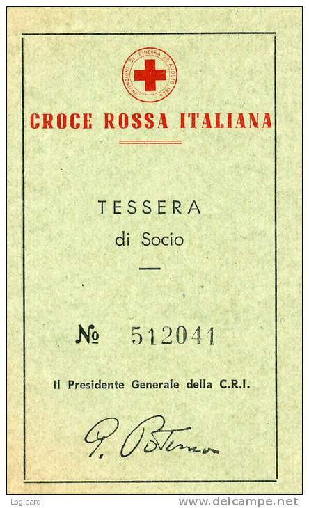 TESSERA CROCE ROSSA ITALIANA SOCIO TEMPORANEO ANNO 1967/68 - Documenti Storici