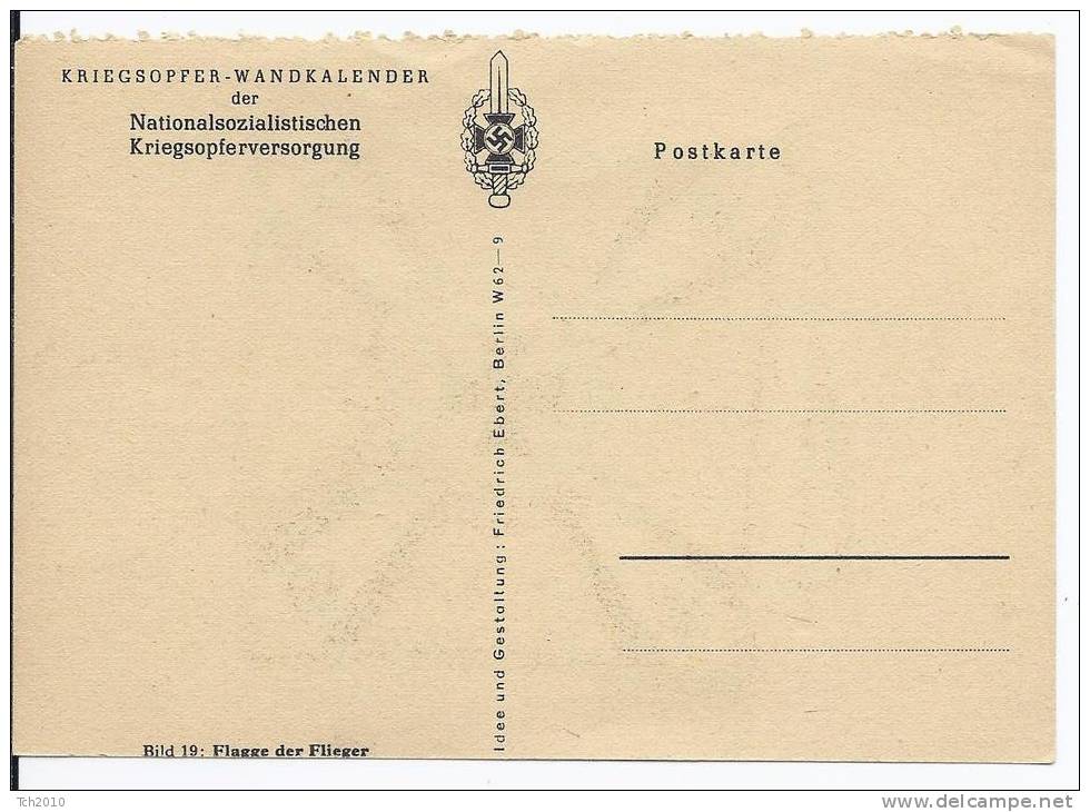 Dt- Reich (A1479) Propagandakarte "Flagge Der Flieger" Aus Dem Wandkalender Der NS Kriegsopferversorgung - Lettres & Documents