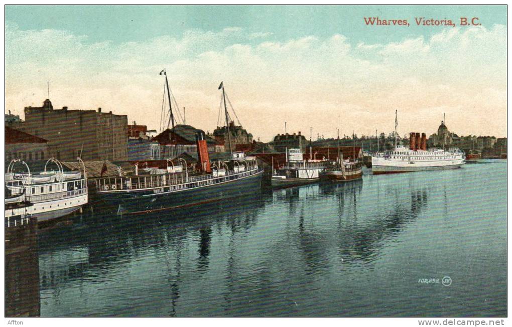 Wharves Victoria BC 1905 Postcard - Victoria