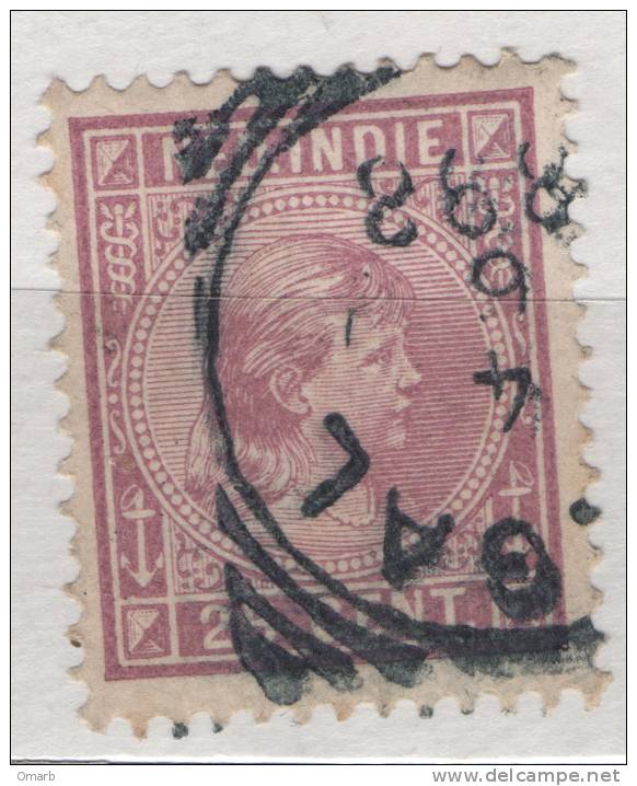 Fra377 Nederlands Indie, Indie Olandesi, 1891, N.27 Y&T, Prinses, Principessa Wilhelmina 25 Cents - Netherlands Indies