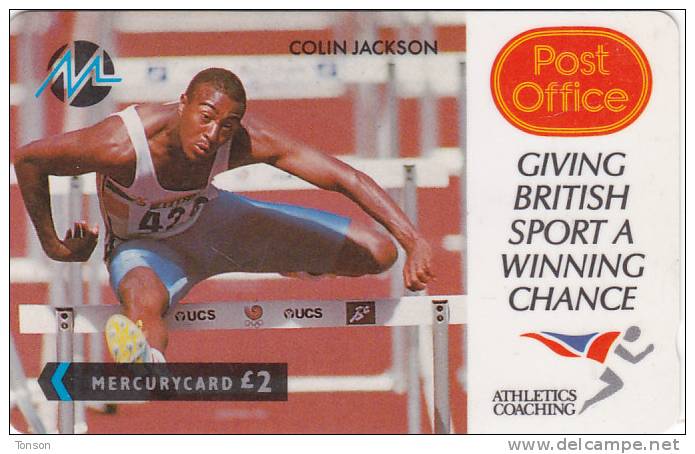 Paytelco, PYPO001, Athletics (Post Office), Colin Jackson, 2 Scans.  1PPOA - [ 4] Mercury Communications & Paytelco