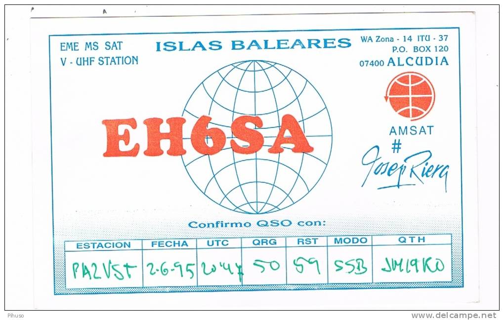 QSL- 119    SPAIN : ALCUDIA : EH6SA - Autres & Non Classés