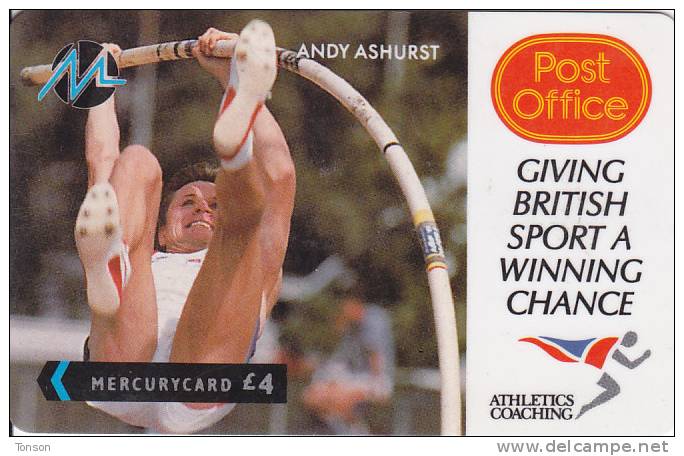 Paytelco, PYPO002, Athletics (Post Office), Andy Ashurst, 2 Scans.  1PPOA - [ 4] Mercury Communications & Paytelco