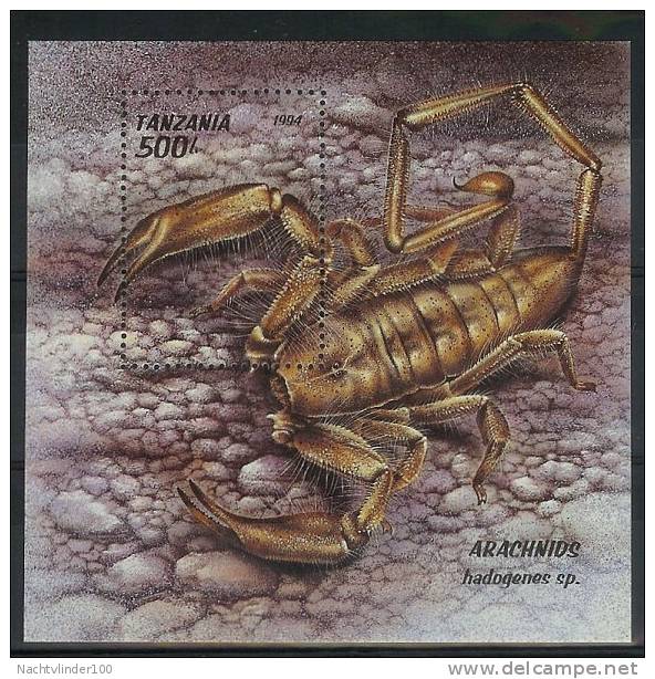 Mua841 FAUNA ´INSECT SPINNEN SPIDERS´ SCHORPIOEN SCORPIONSKORPION STAMPS TANZANIA 1994 PF/MNH - Spinnen